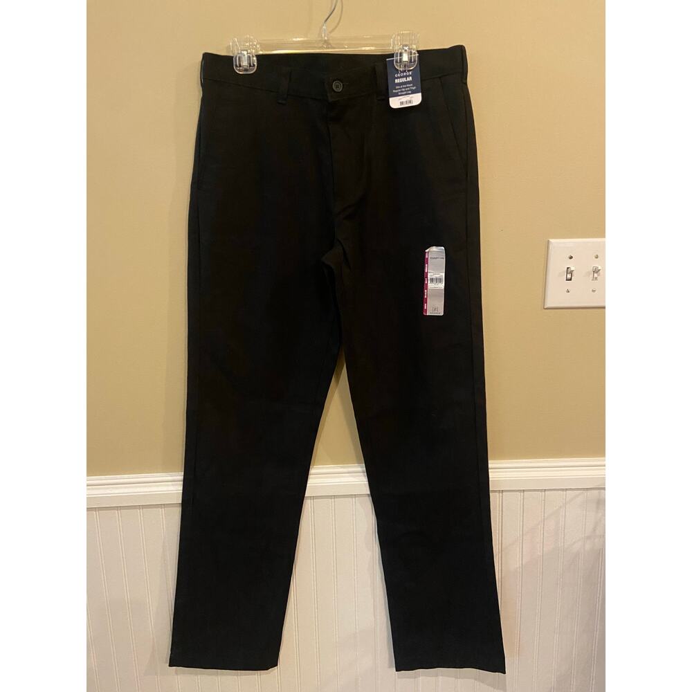 George‎ Mens 32x34 Black Chino Straight Leg Dress Pants Cotton Blend New w/ Tags